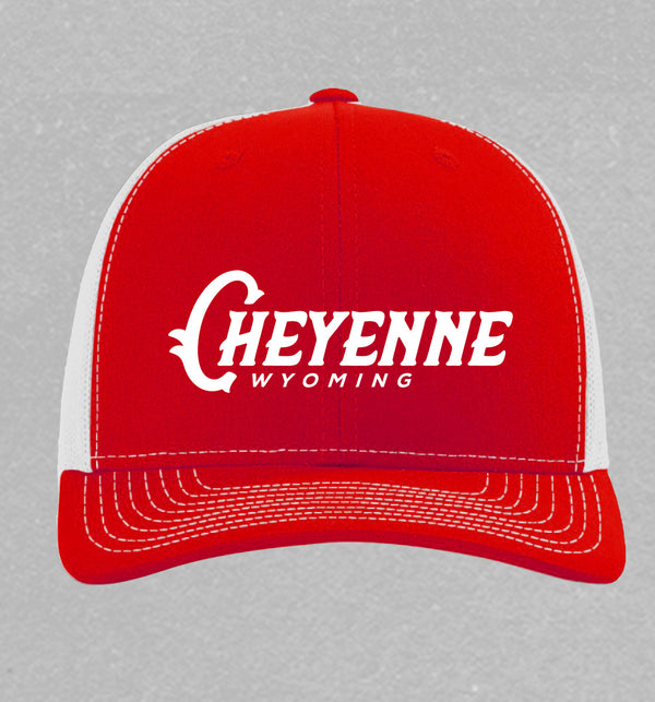 Cheyenne Puff 3D Trucker Snapback Red/White